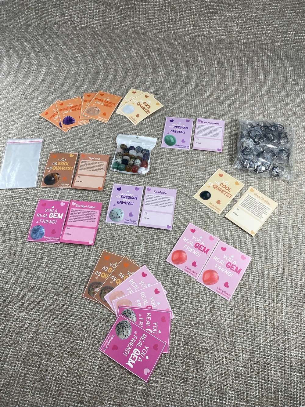Assorted Gemstone Cards and Stones Set - Multicolor for valentines exc